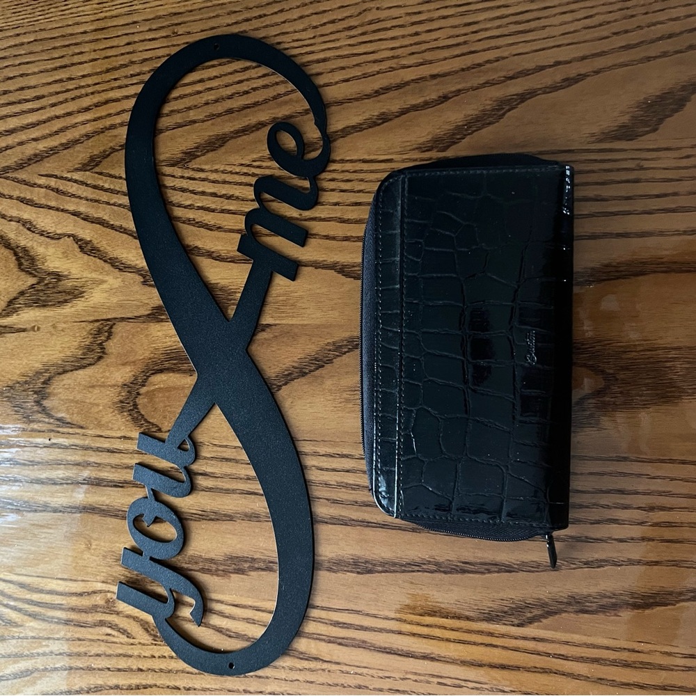 Button Crocodile Pattern Wallet an Metal sign from you an me